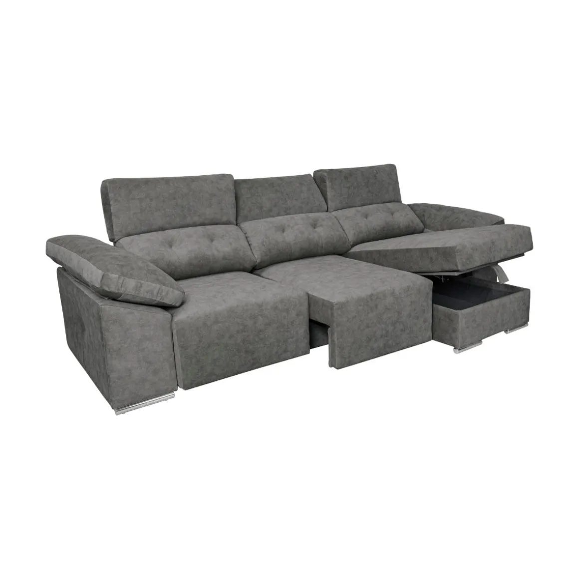Sofá chaiselongue Montecarlo 3 plazas con 2 pufs 102x295x153 cm