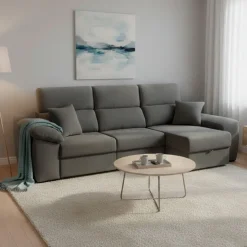 Sofá chaiselongue Murano 3 plazas deslizante y reclinable con 2 arcones 105x290x100 cm