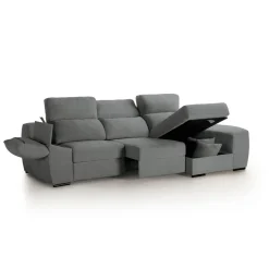 Sofá chaiselongue Murano 3 plazas deslizante y reclinable con 2 arcones 105x290x100 cm