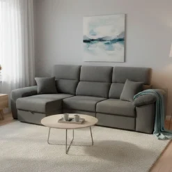 Sofá chaiselongue Murano 3 plazas deslizante y reclinable con 2 arcones 105x290x100 cm