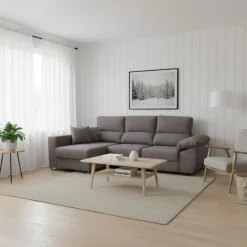 Sofá chaiselongue Ponza 3 plazas asientos deslizantes con cabezales reclinables