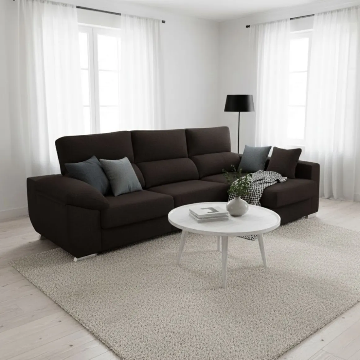Sofá chaiselongue Ponza 3 plazas deslizante y reclinable tela Bergamo 275 cm