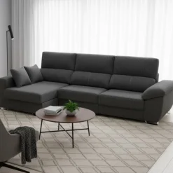 Sofá chaiselongue Ponza 3 plazas deslizante + cabezales reclinables 100x275x160 cm