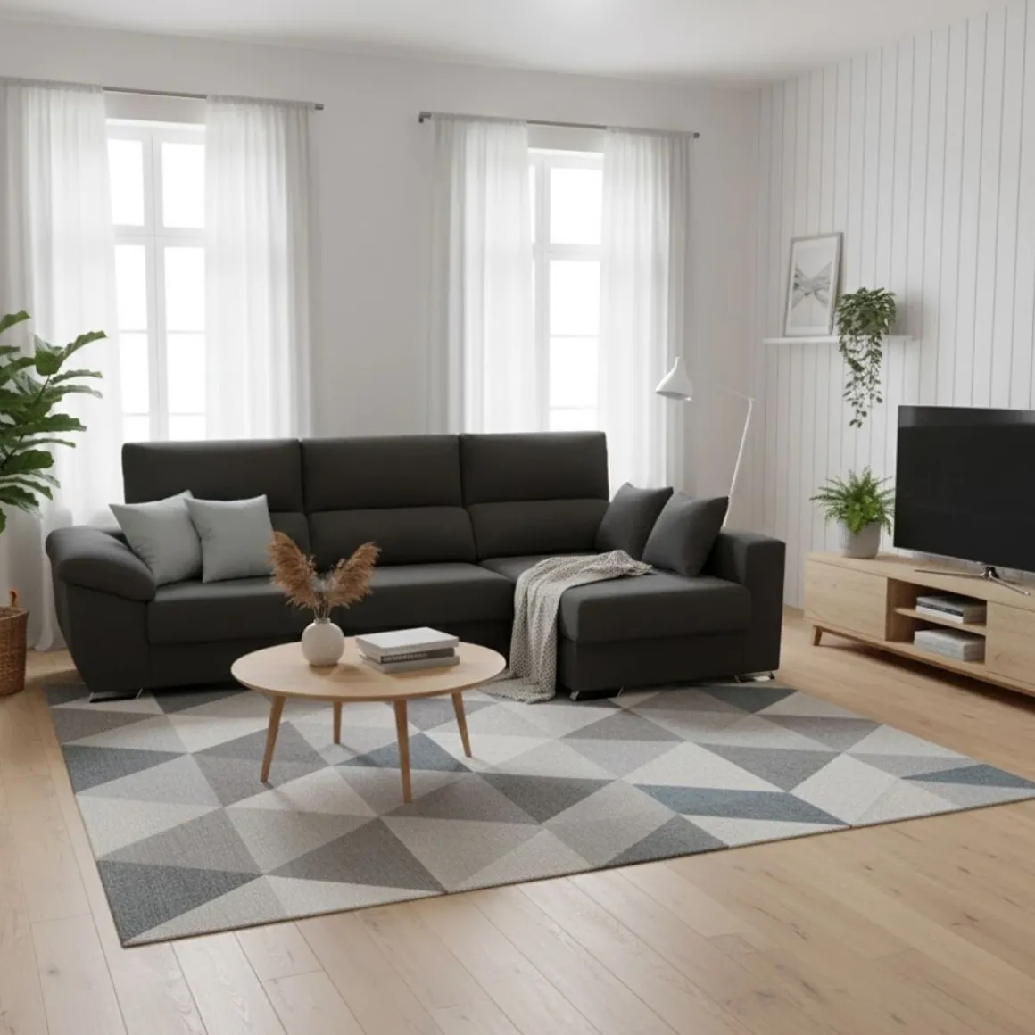 Sofá chaiselongue Ponza 3 plazas deslizante y reclinable tela Opera 275 cm