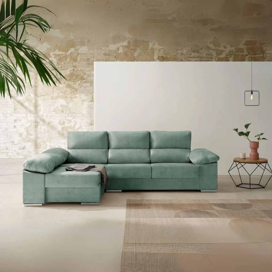 Sofá chaiselongue reversible Anna Velare 3 plazas 102x260x150 cm