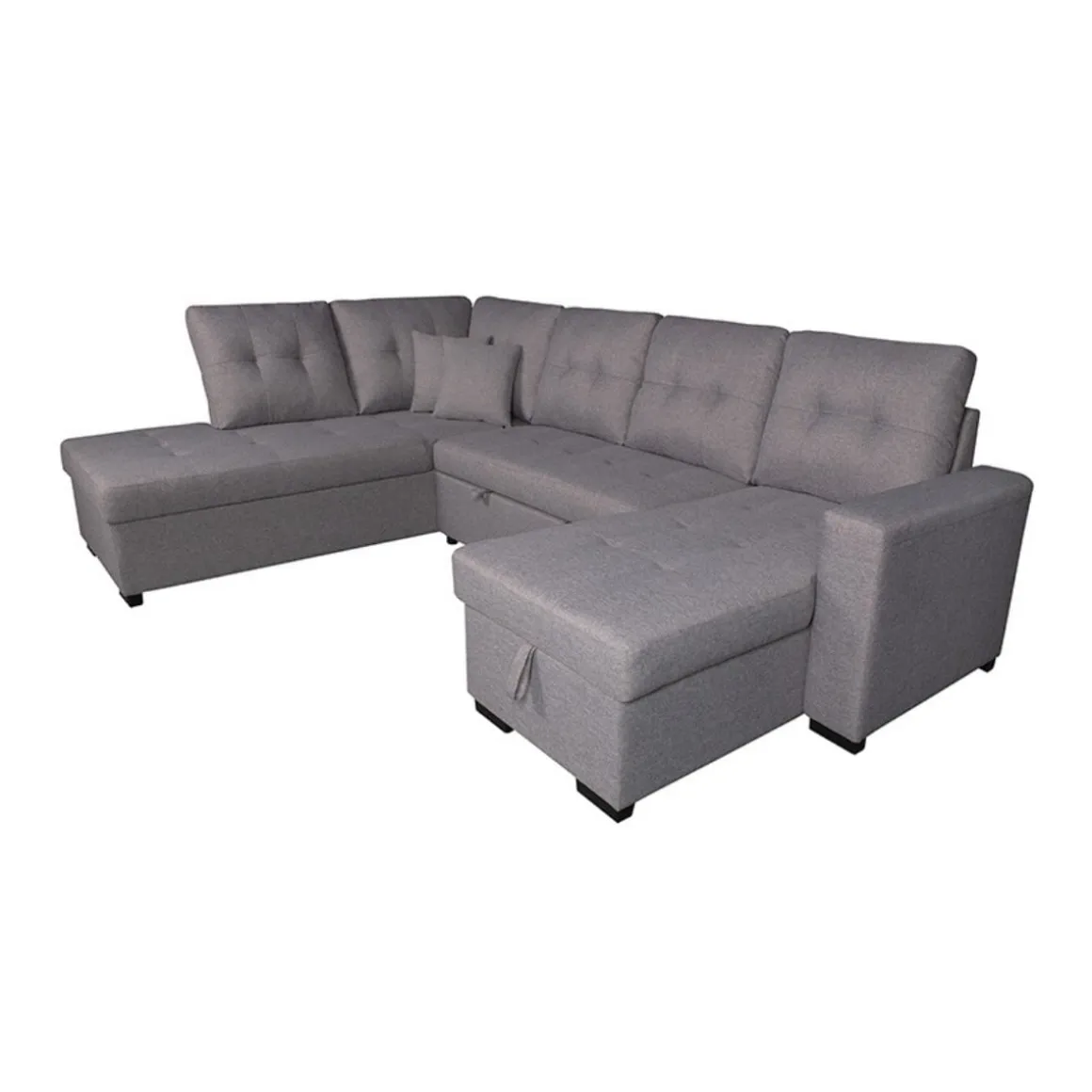 Sofá chaiselongue rinconera Aitana 4 plazas convertible en cama gris 96x298x212 cm