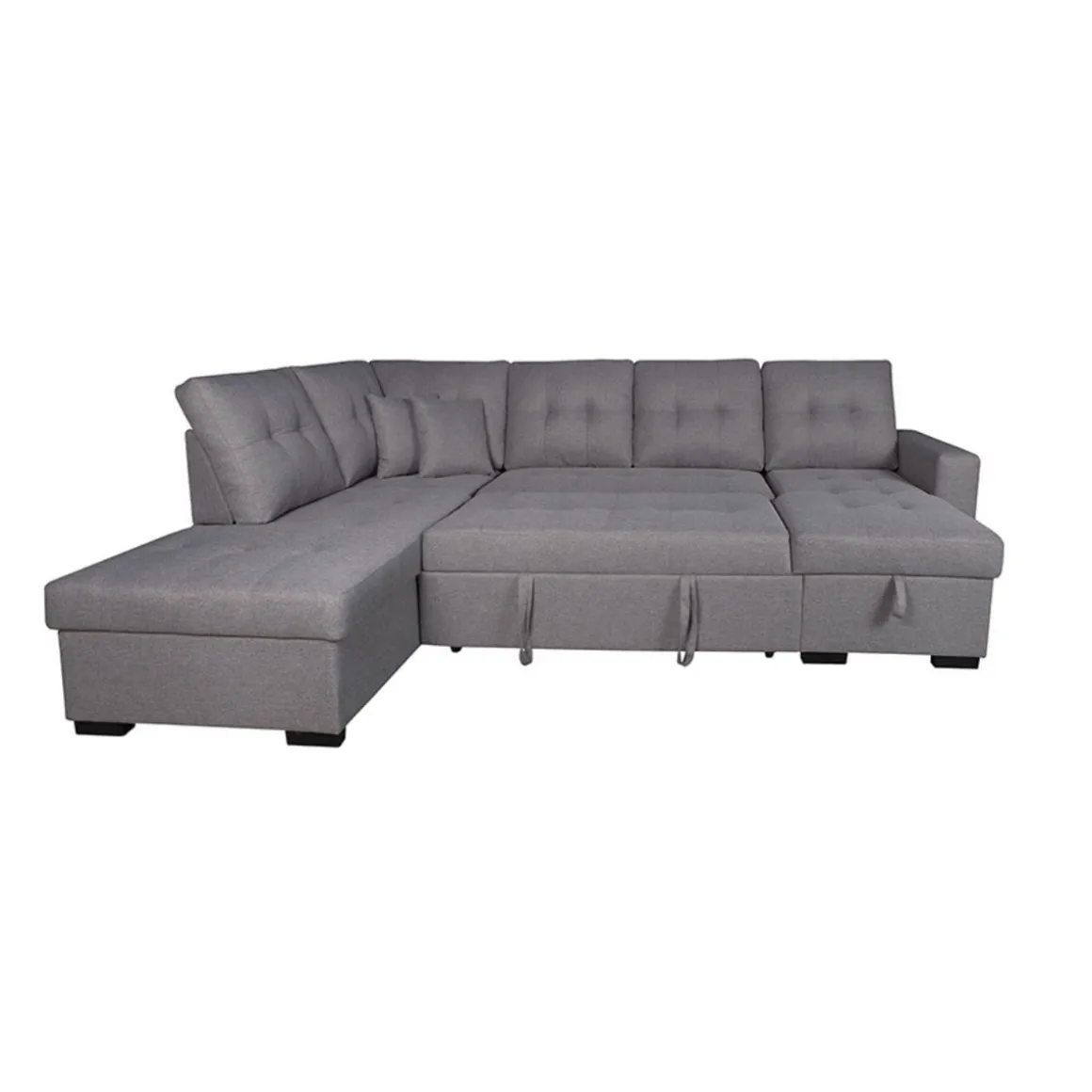 Sofá chaiselongue rinconera Aitana 4 plazas convertible en cama gris 96x298x212 cm