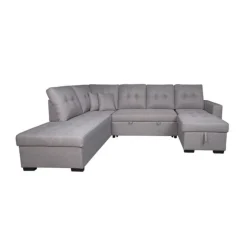 Sofá chaiselongue rinconera Aitana 4 plazas convertible en cama gris 96x298x212 cm