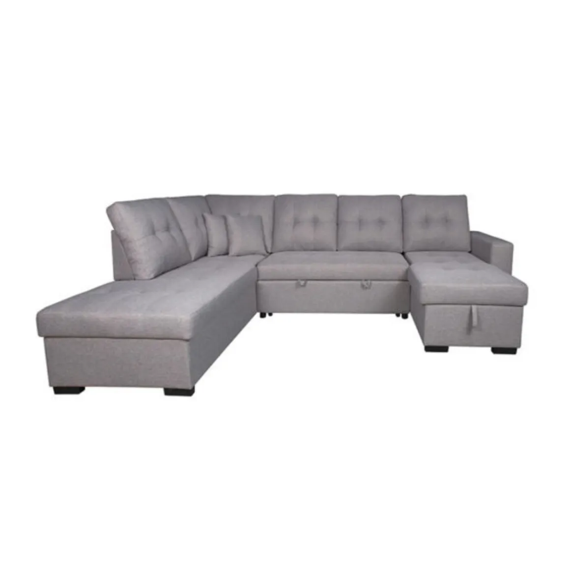 Sofá chaiselongue rinconera Aitana 4 plazas convertible en cama gris 96x298x212 cm