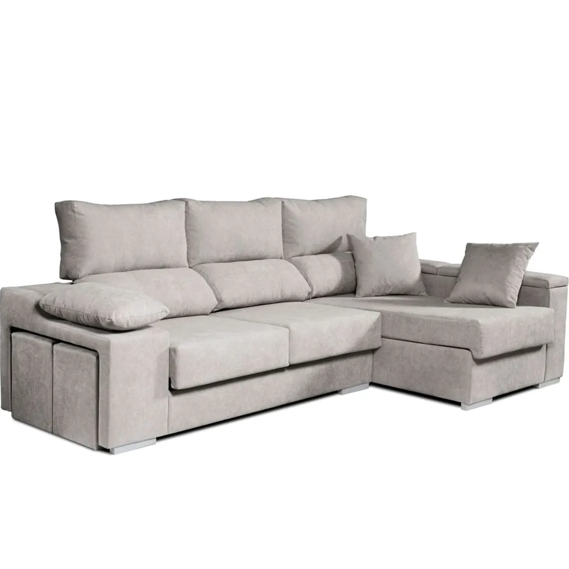 Sofá chaiselongue Rubí 3 plazas + 2 puffs 102x265x145 cm
