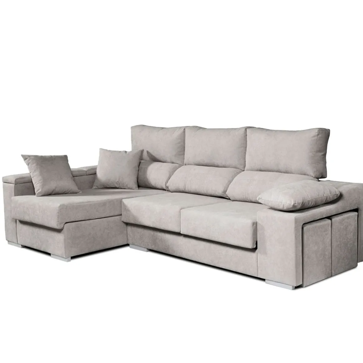 Sofá chaiselongue Rubí 3 plazas + 2 puffs 102x265x145 cm