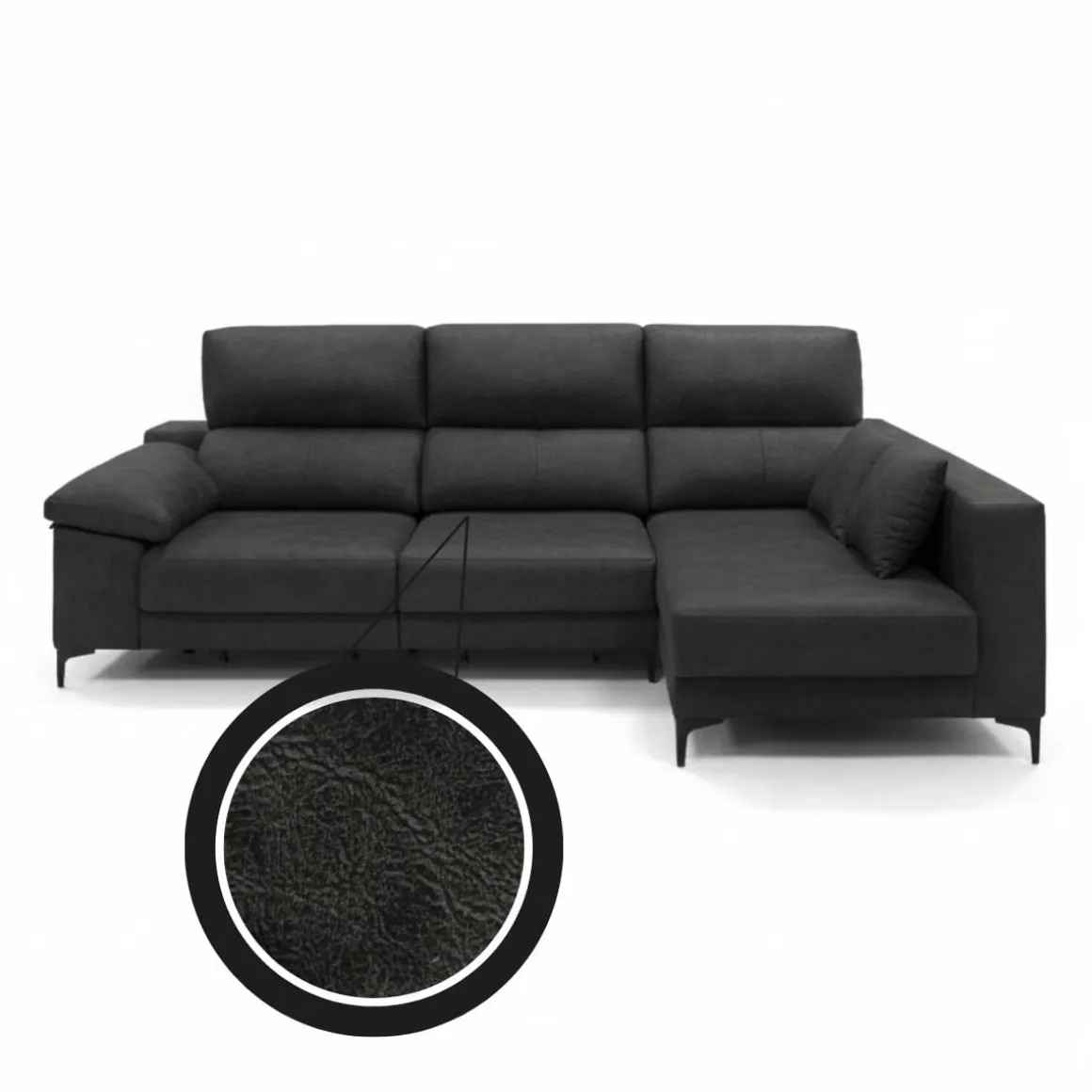 Sofá chaiselongue Santorini 3 plazas deslizante + reclinable tela Ópera 100x275x160 cm