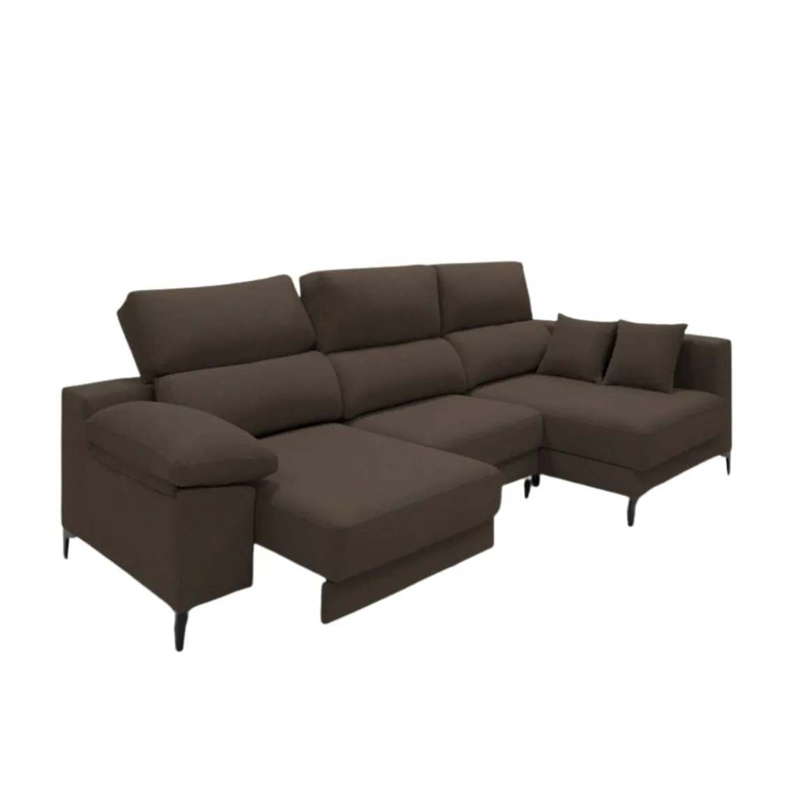 Sofá chaiselongue Santorini 3 plazas deslizante + reclinable tela Bérgamo 100x275x160 cm