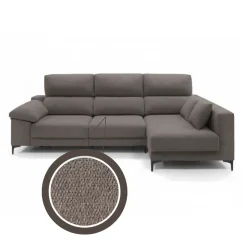 Sofá chaiselongue Santorini 3 plazas deslizante + reclinable tela Bronx 100x275x160 cm