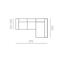 Sofá chaiselongue Santorini 3 plazas asientos deslizantes con cabezales reclinables