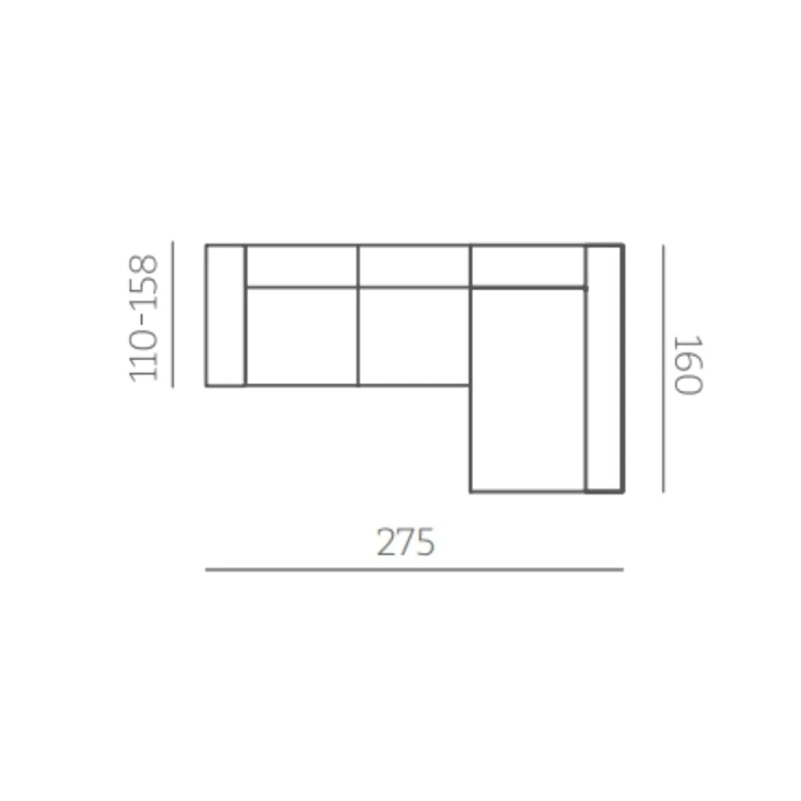 Sofá chaiselongue Santorini 3 plazas asientos deslizantes con cabezales reclinables