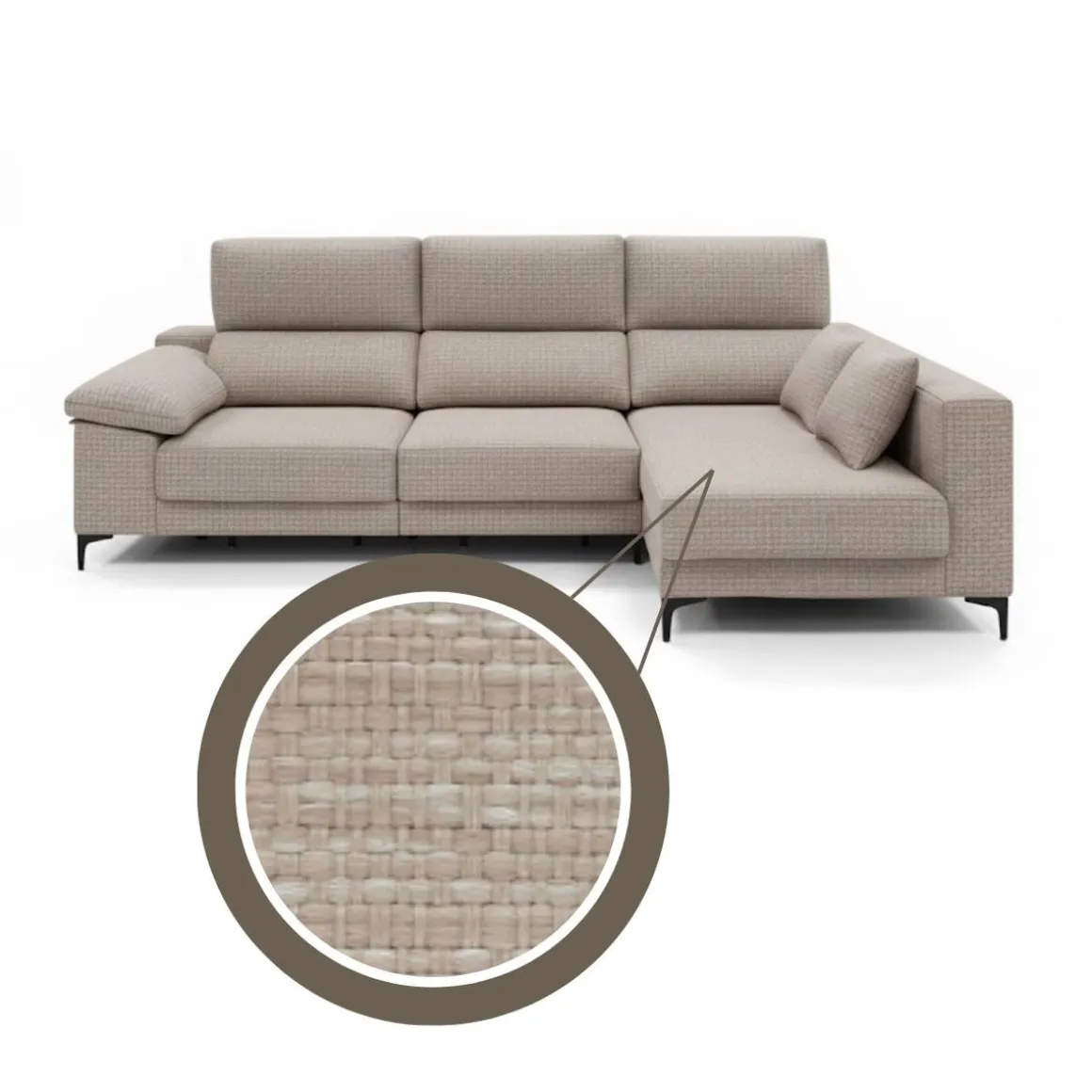Sofá chaiselongue Santorini 3 plazas deslizante y reclinable tela Sorrento 275 cm