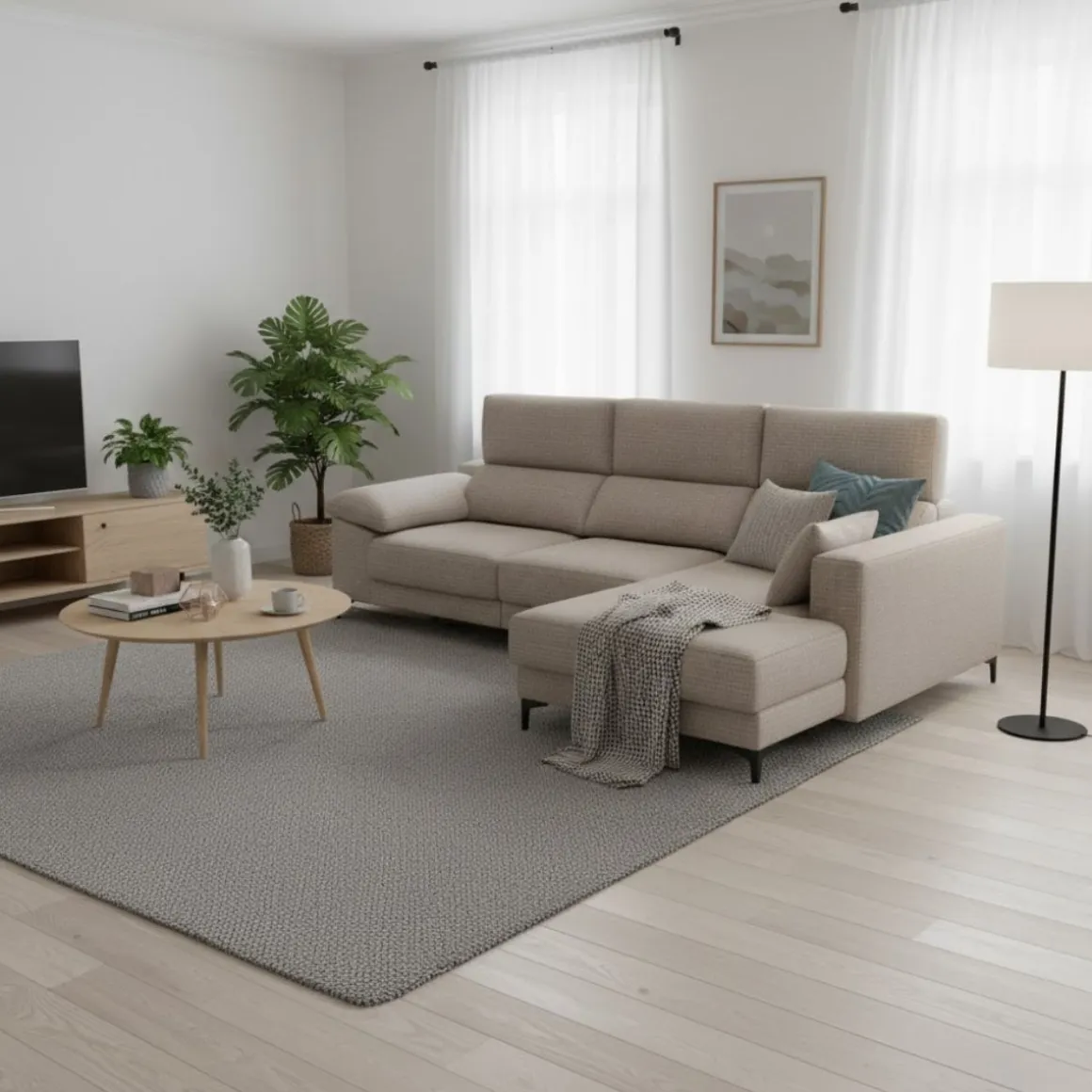 Sofá chaiselongue Santorini 3 plazas deslizante y reclinable tela Sorrento 275 cm