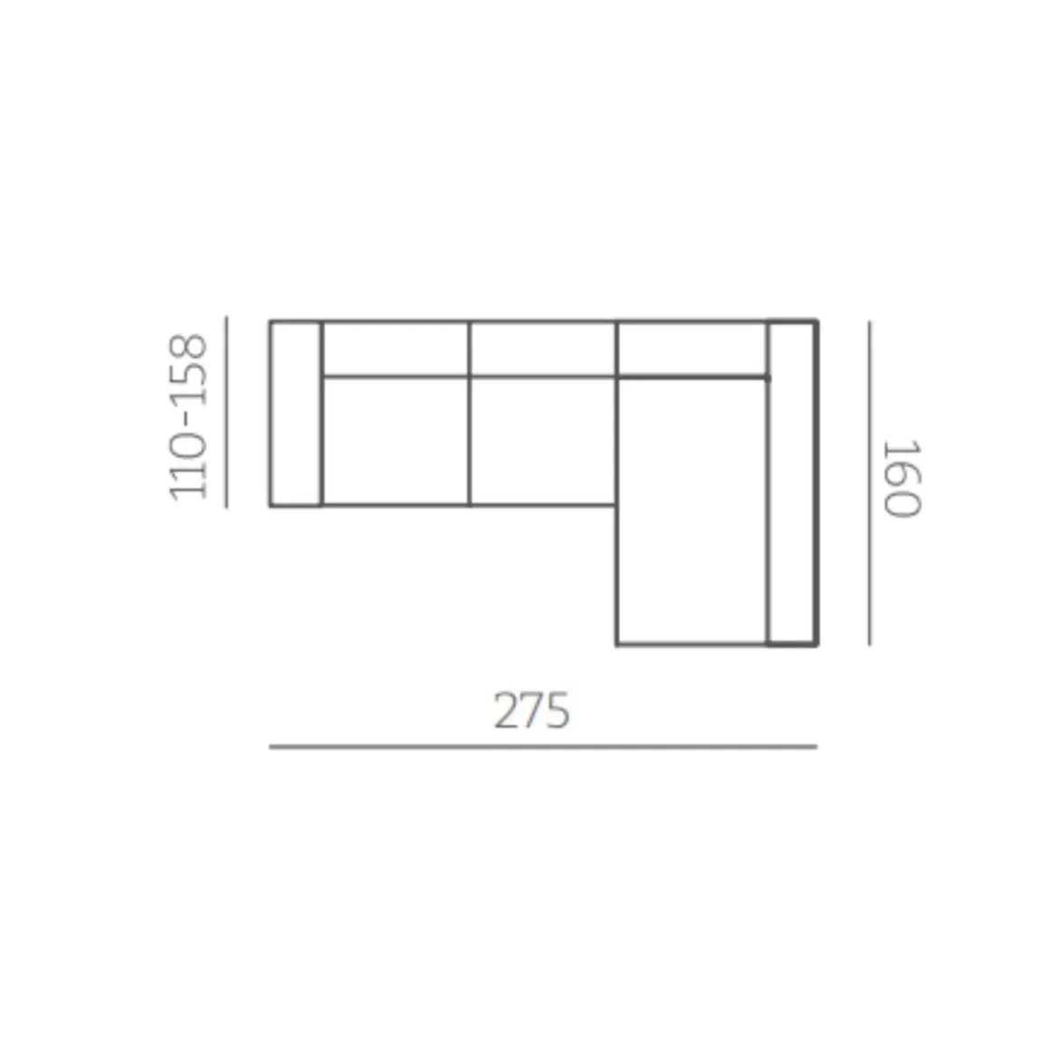 Sofá chaiselongue Santorini 3 plazas asientos deslizantes con cabezales reclinables