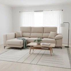 Sofá chaiselongue Santorini 3 plazas asientos deslizantes con cabezales reclinables