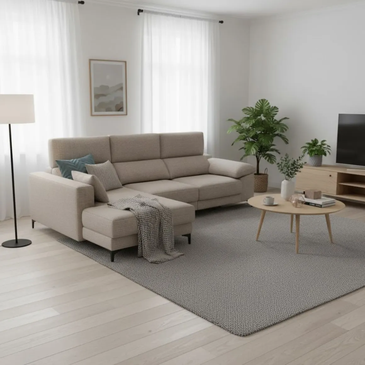 Sofá chaiselongue Santorini 3 plazas deslizante y reclinable tela Sorrento 275 cm
