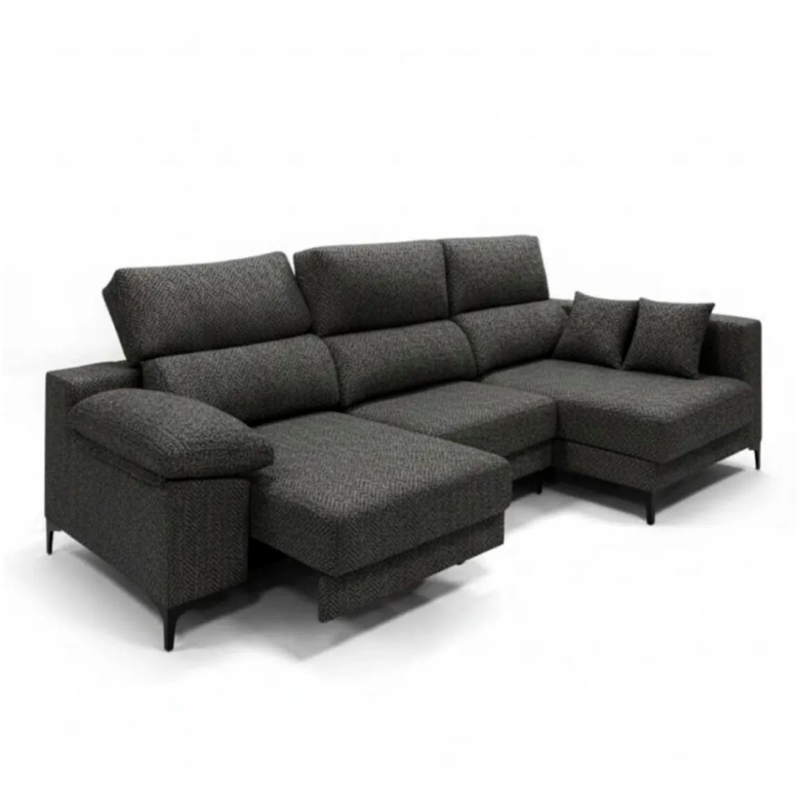Sofá chaiselongue Santorini 3 plazas deslizante + reclinable tela Nevada 100x275x160 cm