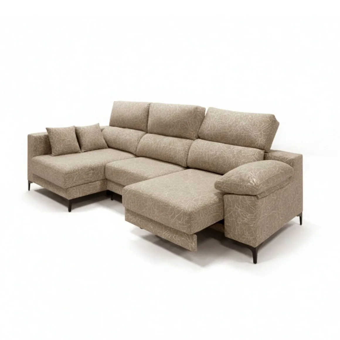 Sofá chaiselongue Santorini 3 plazas deslizante + reclinable tela Ópera 100x275x160 cm