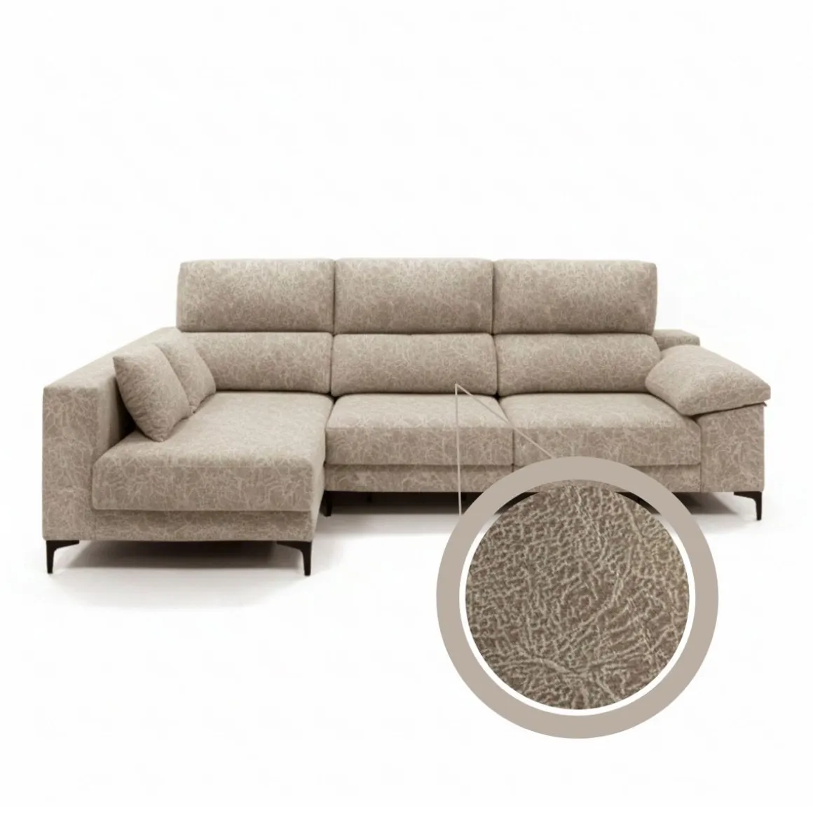 Sofá chaiselongue Santorini 3 plazas deslizante + reclinable tela Ópera 100x275x160 cm