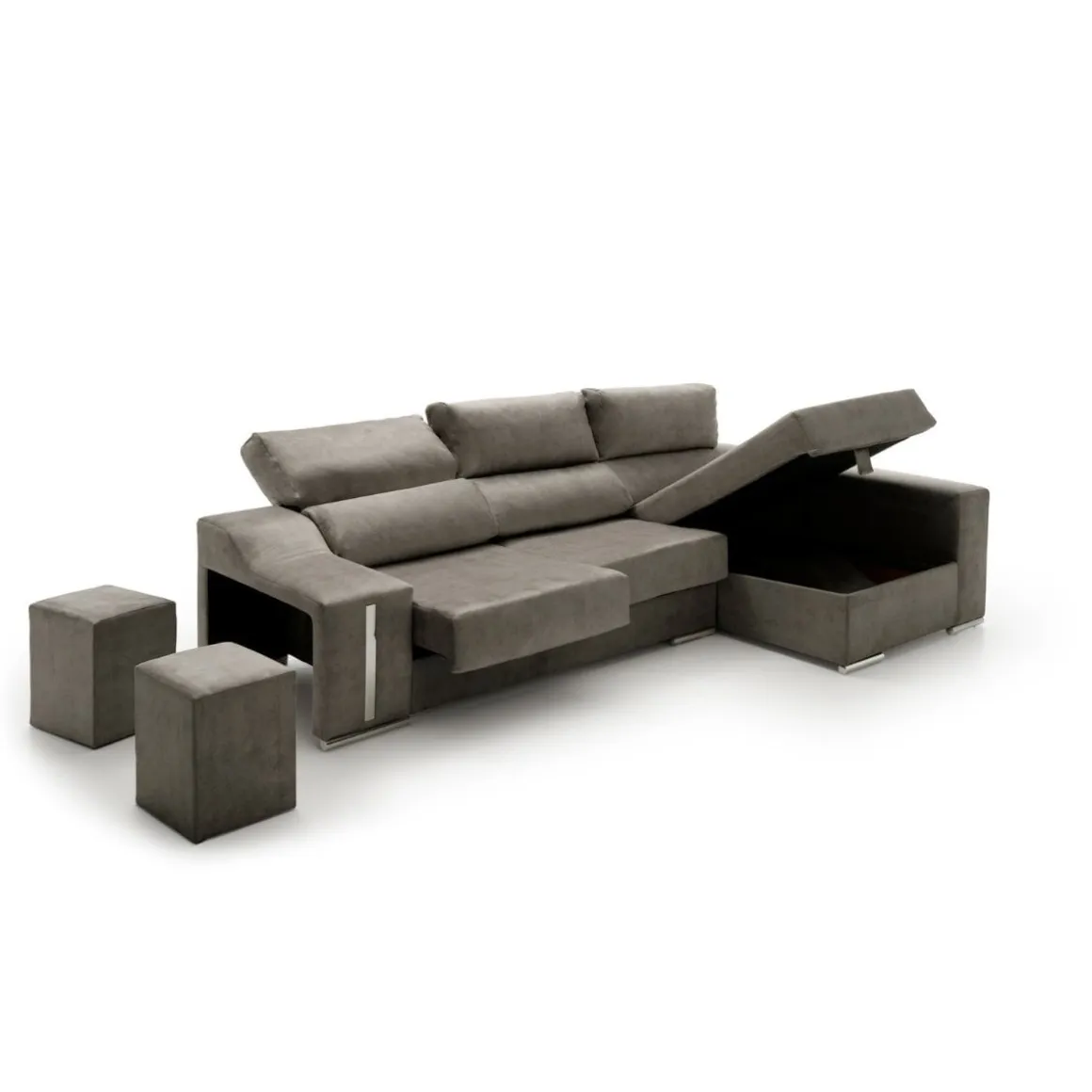 Sofá chaiselongue Serena Velare arcón + 2 pufs 102x265x145 cm