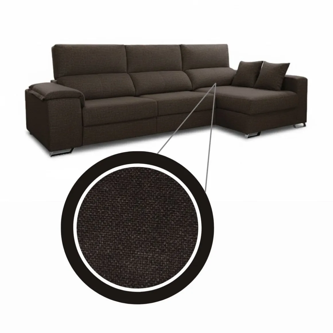 Sofá chaiselongue Sidney 3 plazas deslizante y reclinable tela Bergamo 285 cm