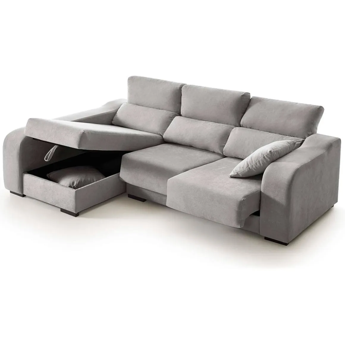 Sofá chaiselongue Zafiro 3 plazas con arcón 110x225x140 cm