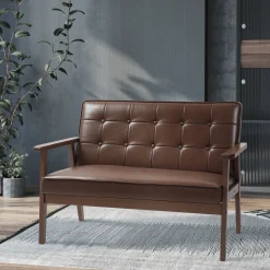 Sofá Como Homcom 2 plazas marrón 81x115x70 cm