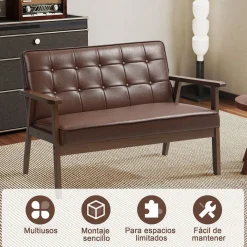 Sofá Como Homcom 2 plazas marrón 81x115x70 cm