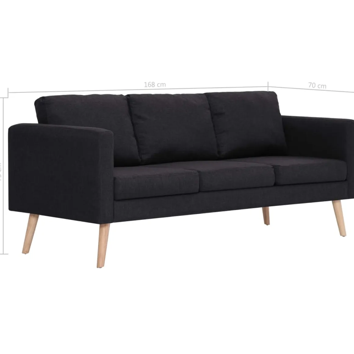Sofá de 3 plazas Manacor tela 73x168x70 cm
