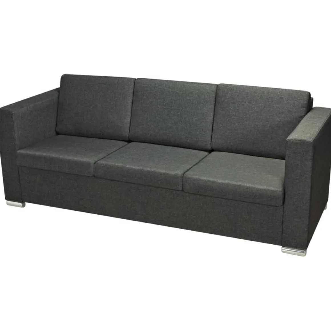 Sofá de 3 plazas Mina tapizado tela gris oscuro 78x191x73 cm
