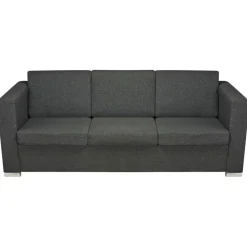 Sofá de 3 plazas Mina tapizado tela gris oscuro 78x191x73 cm