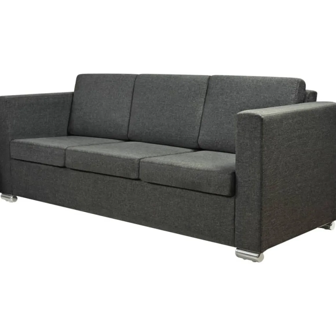 Sofá de 3 plazas Mina tapizado tela gris oscuro 78x191x73 cm