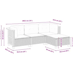 Sofá de exterior Dream modular 4 piezas con 5 cojines