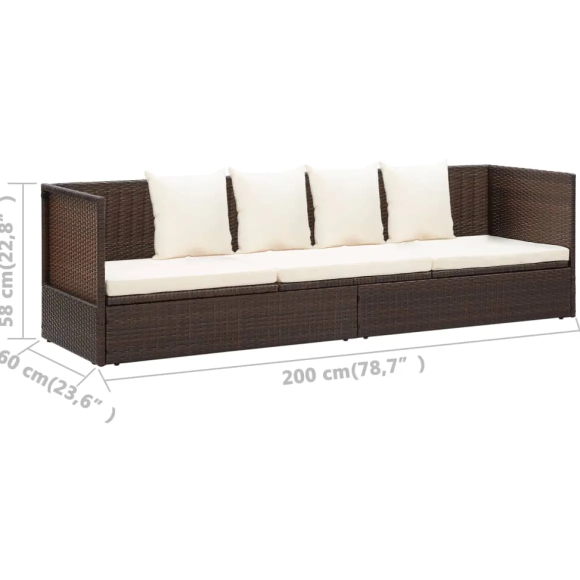 Sofá de exterior Selde tumbona reclinable 7 posiciones 58x200x60 cm
