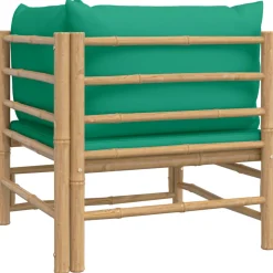 Sofá esquinero de jardín estructura de bambú 65x69x69 cm