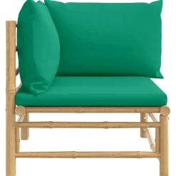 Sofá esquinero de jardín estructura de bambú 65x69x69 cm
