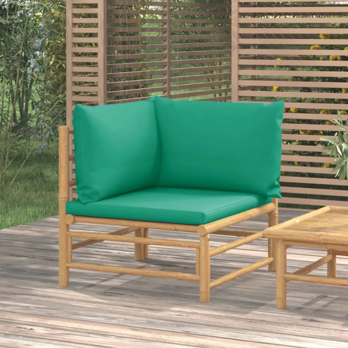 Sofá esquinero de jardín estructura de bambú 65x69x69 cm