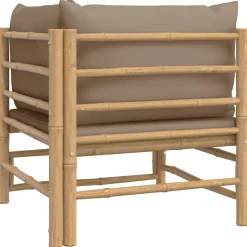 Sofá esquinero de jardín estructura de bambú 65x69x69 cm