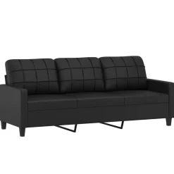 Sofá Fenix 3 plazas con cojines negro 80x198x77 cm