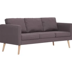 Sofá Heidi 3 plazas con patas elevadas gris taupé 73x168x70 cm