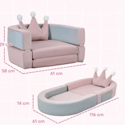 Sofá infantil Soha Aiyaplay convertible en cama rosa 14x116x61 cm