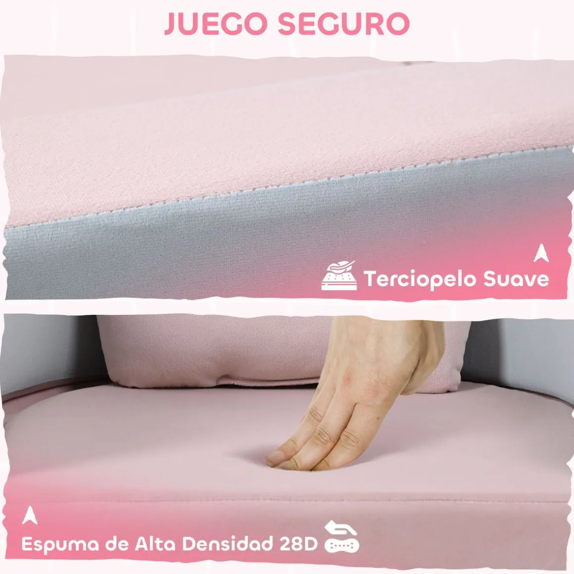 Sofá infantil Soha Aiyaplay convertible en cama rosa 14x116x61 cm