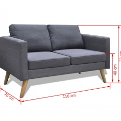 Sofá Linley 2 plazas tapizado tela 73x116x70 cm