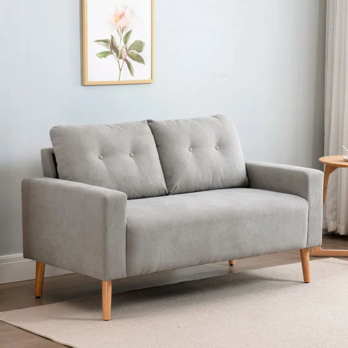 Sofá Neptuno Homcom 2 plazas con reposabrazos gris 88x145x76 cm