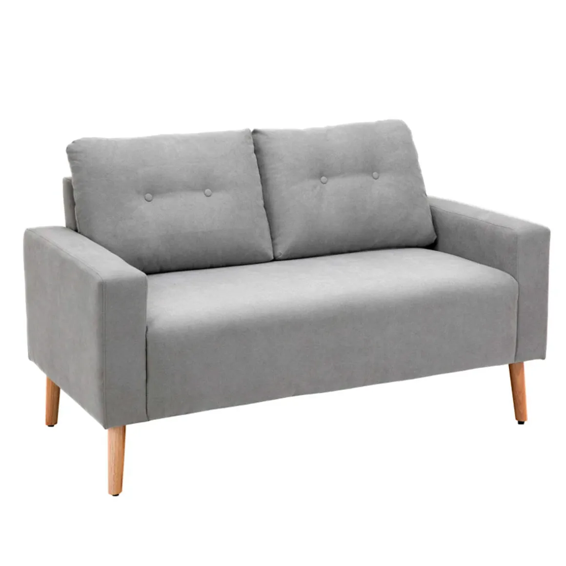 Sofá Neptuno Homcom 2 plazas con reposabrazos gris 88x145x76 cm